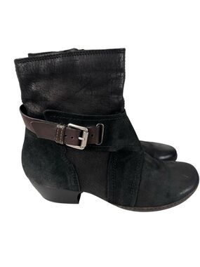 Miz Mooz Elwood Black Leather Boots Women 8 Crossover Detail Comfortable